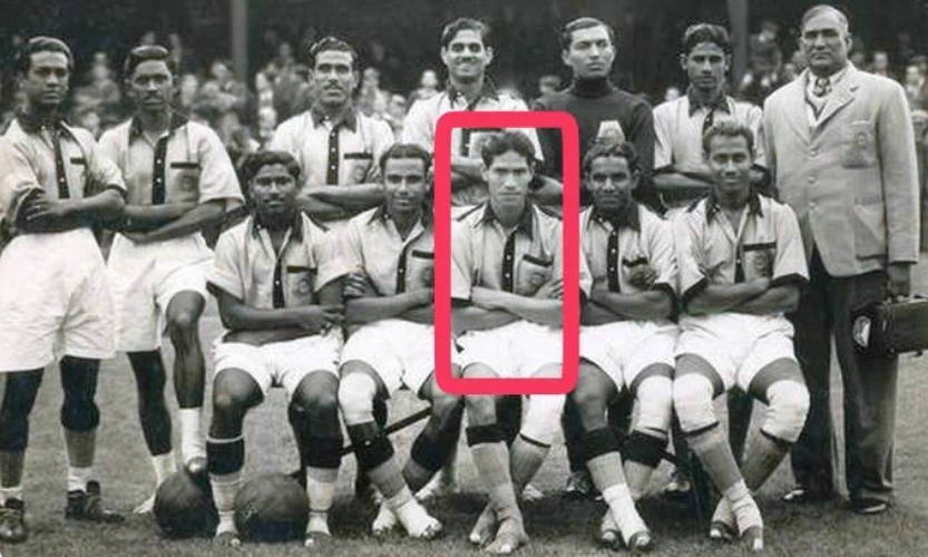 Indian national football team before their 1950 World Cup withdrawal featuring captain Talimeren Ao